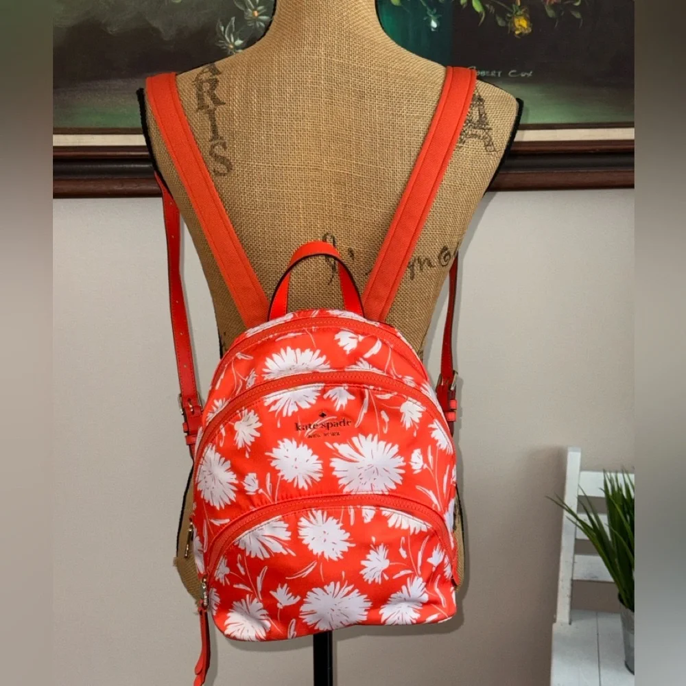kate spade Orange and White Floral Backpack